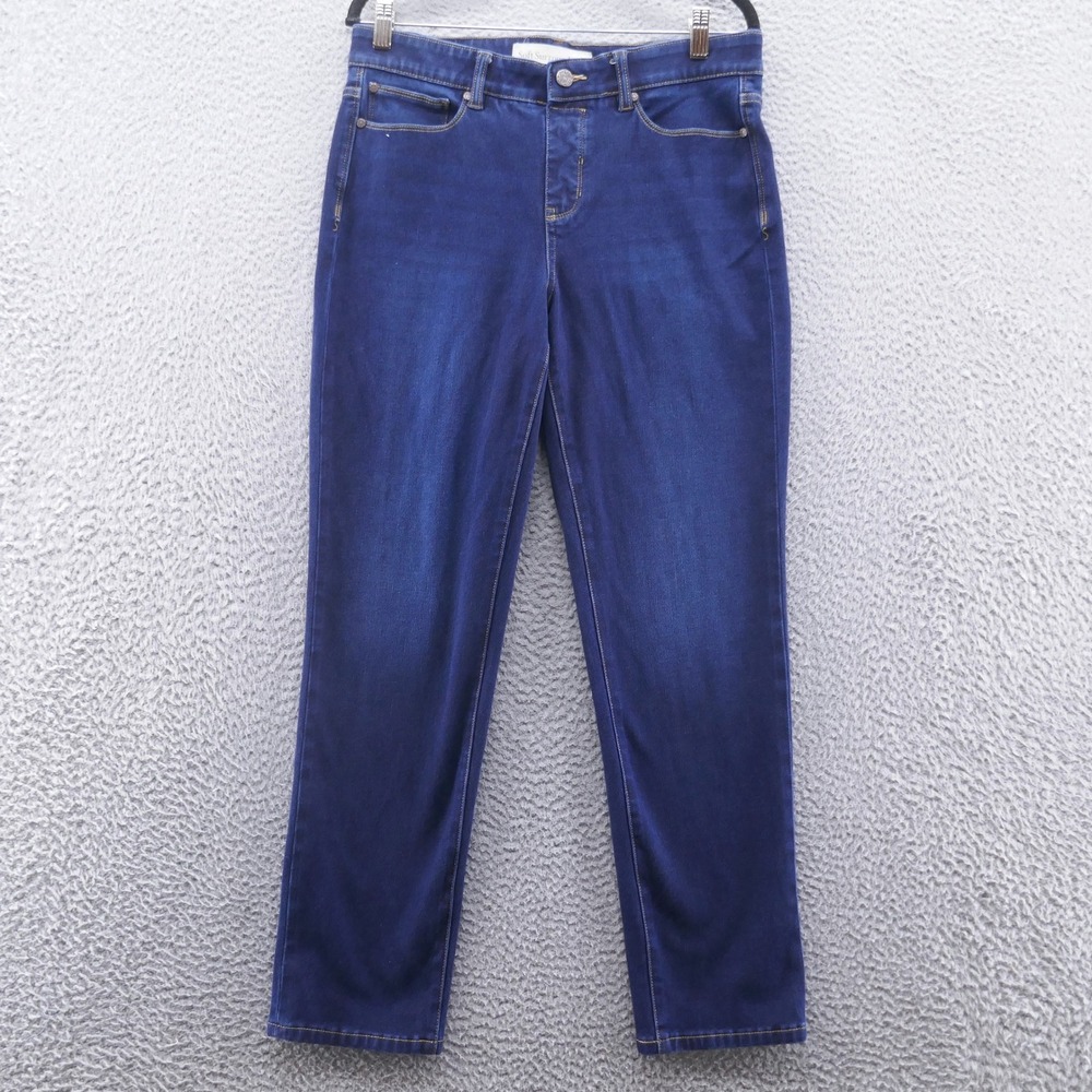 Soft Surroundings Womens Medium Dark Wash Straight Leg Stretch Denim Jeans